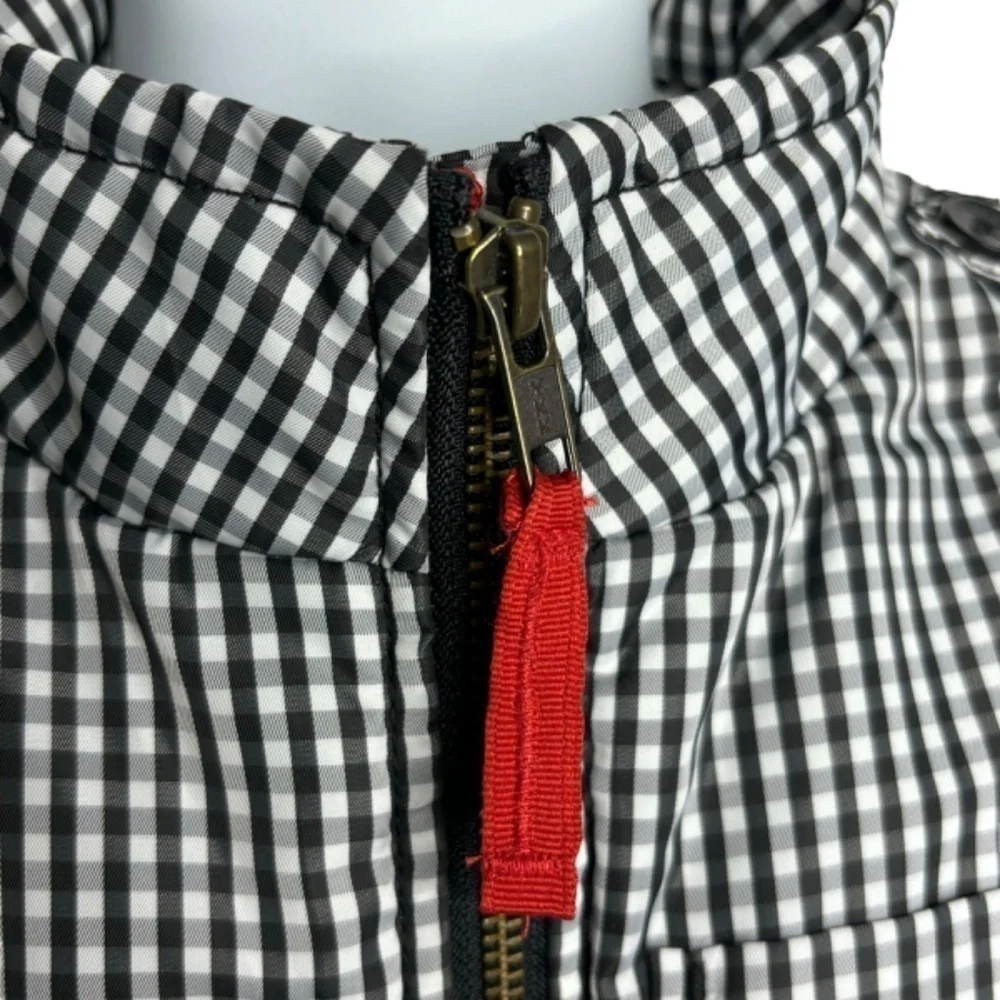 GAP Kids Girls Vest Jacket Black White Gingham Sherpa Lined‎ Zip Up Sleeveless